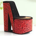 9" Tall Display Jewelry Box with Hidden Storage, High Heel Shoe Design, Leopard Print - DTYStore
