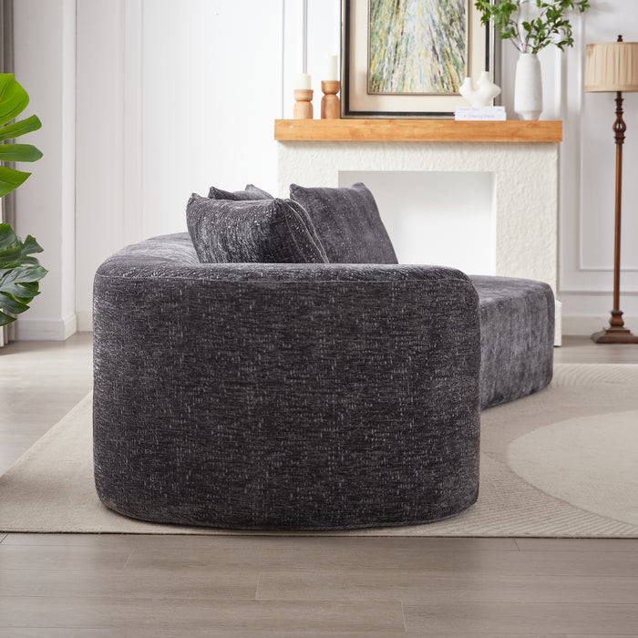 Modern Upholstered Oversized Sectional Sofa, 114-Inch Chenille 4-Seater Extra Deep & Wide Seat Curved Cloud Couch with 4 Throw Pillows, Free Combination Sofa Couch for Living Room,Bedroom