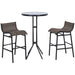 Outsunny 3 Piece Bar Height Outdoor Bistro Set for 2, Round Patio Pub Table 2 Bar Chairs with Comfortable Design & Strong Build, Tan - DTYStore