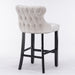 Contemporary Velvet Upholstered Wing-Back Barstools with Button Tufted Decoration and Wooden Legs, and Chrome Nailhead Trim, Leisure Style Bar Chairs,Bar stools, Set of 4 (Beige),SW1824BGx2 cartons - DTYStore