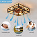 Farmhouse Rustic Ceiling Fan and Remote Control,Square Caged Industrial Ceiling Fixture with 6 Speeds & Noiseless DC Motor for Kitchen Dining Room Living Room Bedroom - DTYStore
