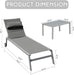 Outdoor Patio Chaise Lounge Set of 3, Aluminum Pool Lounge Chairs with Side Table and Wheels, Textilene Padded Adjustable Recliner All Weather for Poolside, Beach, Yard, Balcony (Gray) - DTYStore