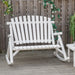 Outsunny Outdoor Wooden Rocking Chair, Double-Person Rustic Adirondack Rocker with Slatted Seat, High Backrest, Armrests for Patio, Garden and Porch, White - DTYStore