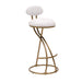 Bar Stools Set of 2 S-shaped Gold Barstools with Backrest Floral Print Upholstered Dining Chairs Counter Height Stool for Kitchen Island (Gold & White Print) - DTYStore