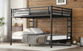 Metal Queen over Queen Bunk Bed for Teens and Adults,Space-Saving/Noise Reduced/No Box Spring Needed, Black - DTYStore