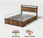 Queen Size Bed Frame with 8 Storage Drawers, LED Headboard with Charging Station, Metal Platform Bed Frame, No Box Spring Needed, Noise-Free, Stable and Solid, Brown - DTYStore