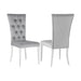 Set of 2 Velvet Upholstered Side Chairs, Grey and Chrome - DTYStore