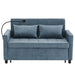 56.9" Loveseat Sofa Pull-out Sofa Bed Sleeper Sofa with a Reversible Backrest Cushion, Side Pockets, Two USB Ports and a Phone Holder for Living Room, Blue - DTYStore