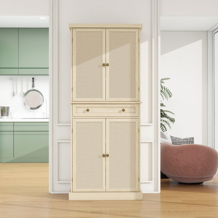 4 Door Cabinet with 1 Drawer, with 4 Adjustable Inner Shelves, Storage Cabinet - DTYStore