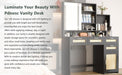 Makeup Vanity with Lights in 3 Colors & Openable Mirror, Vanity Desk with 4 Drawers & 1 Cabinets & Shelves, Vanity Table Rattan Vanity Dresser, for Bedroom - DTYStore