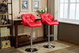 Glasgow Contemporary Tufted Adjustable Height Hidraulic Bar Stools, Set of 2, Red - DTYStore