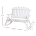 Outsunny Outdoor Wooden Rocking Chair, Double-Person Rustic Adirondack Rocker with Slatted Seat, High Backrest, Armrests for Patio, Garden and Porch, White - DTYStore