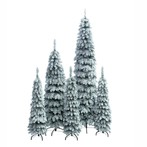 8FT, 6FT, 4FT x 3 Pre-Lit Pencil Christmas Trees, 5-set Slim Artificial Christmas Tree With Snow Flocking, Xmas Holiday Decoration Tree, 1820 Branch Tips, 350 LED Lights with 11 Lighting Modes - Image 11