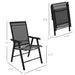 Outsunny Set of 4 Patio Folding Chairs, Stackable Outdoor Sling Patio Dining Chairs with Armrests for Lawn, Camping, Dining, Beach, Metal Frame, No Assembly, Black - DTYStore