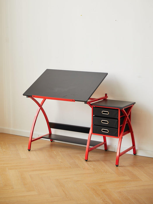 Drafting Table Red With Stool - DTYStore