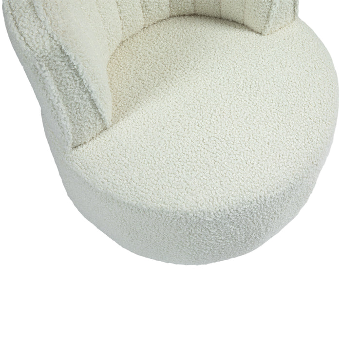 COOLMORE 360 Degree Swivel Cuddle Barrel Accent Sofa Chairs, Round Armchairs with Wide Upholstered, Teddy Fabric Chair for Living Room, Bedroom, Office, Waiting Rooms