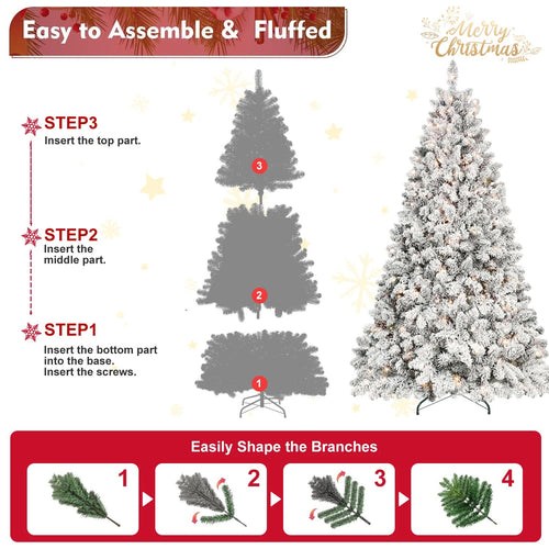 5FT Flocked Christmas Tree with 300 UL Lights and 27 Natural Pine Cones – Snowy PVC Tips, 600 Tips, Hinged Structure, Stable Metal Stand, Easy Setup - Image 4