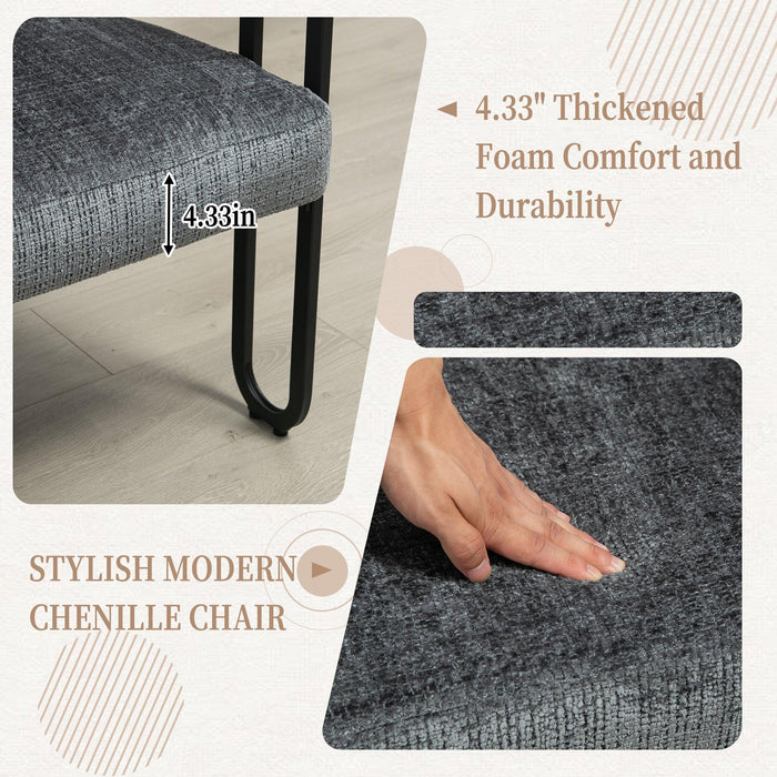 Modern Loveseat 2 Seater Sofa Chenille Fabric Couch with Arms and Metal Legs for Living Room, Home Office, Studio (Gray Chenille) - DTYStore