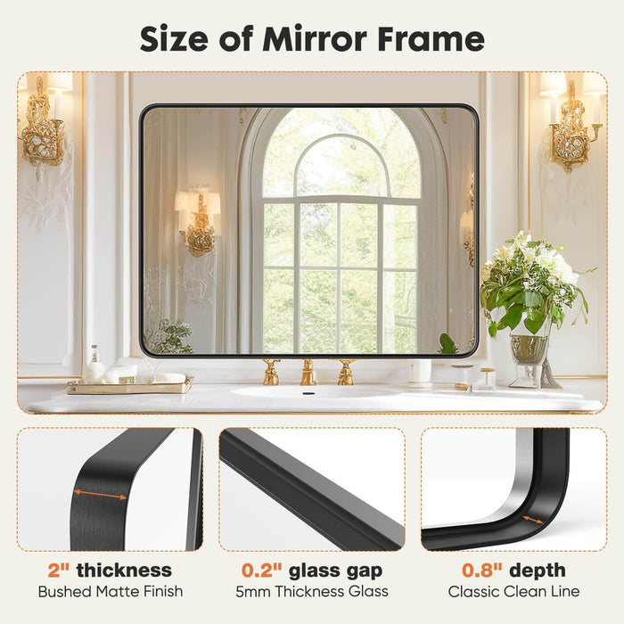 Bathroom Mirror Vanity Mirror for Wall,Aluminum Alloy Framed Wall Mirror Farmhouse,30"Ã—22" - DTYStore