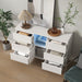 Living Room Sideboard Storage Cabinet White High Gloss with LED Light, Modern Kitchen Unit Cupboard Buffet Wooden Storage Display Cabinet - DTYStore