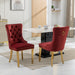 Nikki Collection Modern, High-end Tufted Solid Wood Contemporary Velvet Upholstered Dining Chair with Golden Stainless Steel Plating Legs,Nailhead Trim,Set of 2,Wine Red and Gold, SW1601WR,Burgundy - DTYStore
