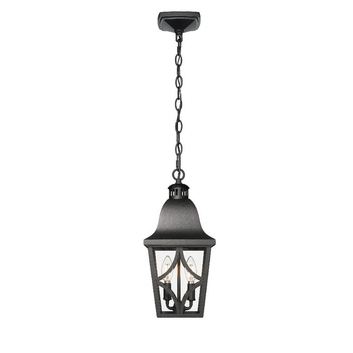 Outdoor Pendant Light Fixture, Modern Black Exterior Hanging Lantern Anti-Rust Metal Hanging Lights with Clear Glass Shade and Adjustable Chain for Porch Foyer Doorway Front Door (1 pack)