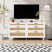 59" Rattan Dresser with Drawers, 6 Drawer Dresser for Bedroom, Clothes Storage Cabinet for Bedroom, Metal Handle&Wood Legs for Hallway, Living Room, Bedroom,White - DTYStore