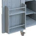 Outdoor Kitchen Island, Rolling Bar Cart & Storage Cabinet, Farmhouse Solid Wood Outdoor Grill Table with Stainless Steel Top, Spice Rack , Towel Rack for Kitchen & BBQ , Grey Blue - DTYStore