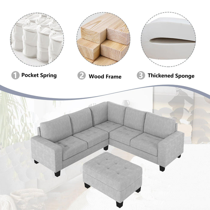 Orisfur. Sectional Corner Sofa L-shape Couch Space Saving with Storage Ottoman & Cup Holders Design for Large Space Dorm Apartment,Light Grey - DTYStore