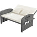 PE Wicker Rattan Double Chaise Lounge, 2-Person Reclining Daybed with Adjustable Back and Cushions, Free Furniture Protection Cover, White - DTYStore