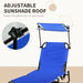 Outsunny Folding Chaise Lounge Pool Chairs, Outdoor Sun Tanning Chairs with Canopy Shade, Reclining Back, Steel Frame and Side Pocket for Beach, Yard, Patio, Blue - DTYStore