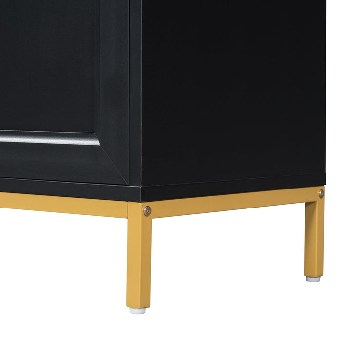Modern Sideboard with Extra Large Storage Space with Metal Handles and Support Legs for Living Room and Dining Room (Black) - DTYStore