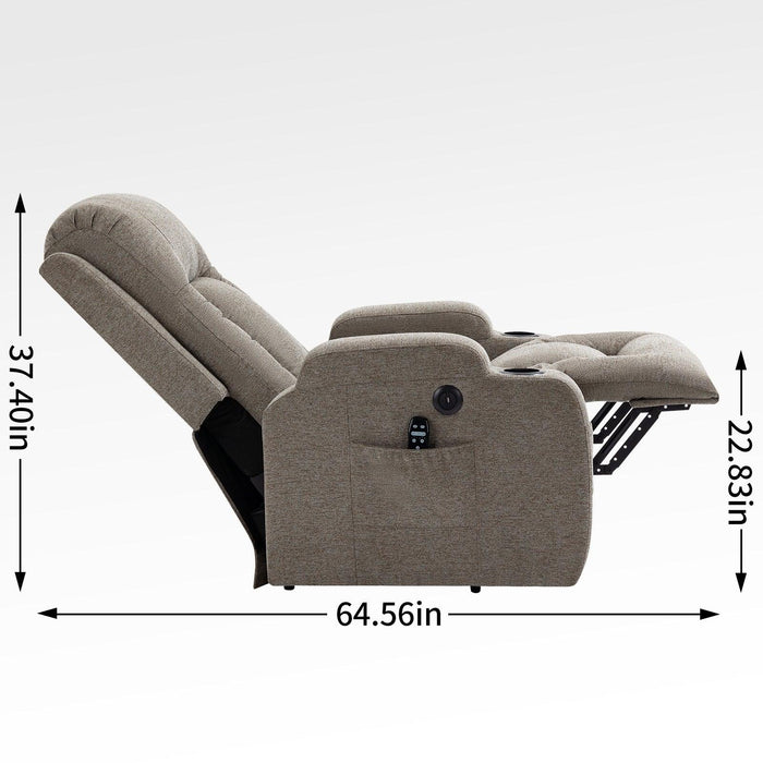 Infinite Position Single Motor Up to 350 LBS Power Lift Recliner Chair for Elderly, Heavy Duty Motion Mechanism with 8-Point Vibration Massage and Lumbar Heating, USB Charging Port, Cup Holders, Brown - DTYStore