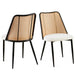 Off White Rattan Dining Chairs Set of 2,Boucle Chairs with Natural Cane Back, Upholstered Dining Room Kitchen Chair for Dining Room Kitchen, Living Room - DTYStore