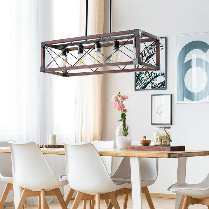 5-Light Retro Farmhouse Chandelier For Kitchen, Living room, Dining room Red(No Bulbs) - DTYStore