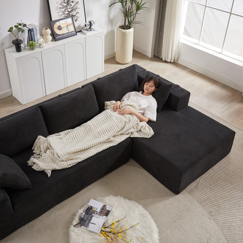 Modern Chenille Upholstered Sectional Sofa Couch Set,Modular 108' L Shaped Sectional Living Room Sofa Set With 6 Pillows,Free Combination Sofa Couch for Living Room,Bedroom(Right Chaise)W834P240010 - Image 8