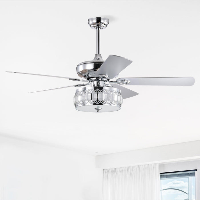 52" 3-Light Chrome Ceiling Fan + Remote, Traditional Farmhouse Rustic Industrial Bohemian Country Cottage Transitional Glam for Home, Kitchen, Living Room - DTYStore