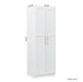 High wardrobe and kitchen cabinet with 2 doors and 3 partitions to separate 4 storage spaces, White - DTYStore