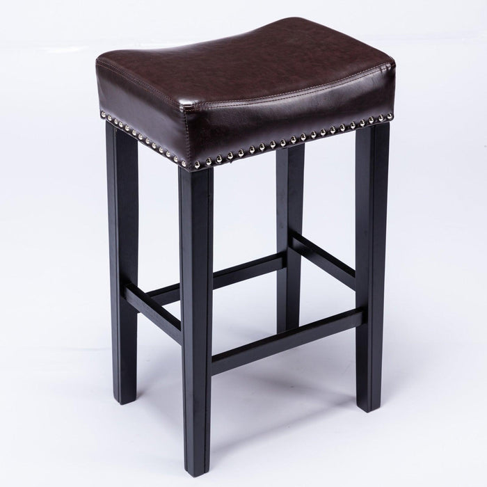 Furniture,Counter Height 29" Bar Stools for Kitchen Counter Backless Faux Leather Stools Farmhouse Island Chairs,29 Inch, Brown, Set of 2 - DTYStore