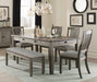 Casual Dining Height Side Chairs 2pc Antique Gray Wood Frame Fabric Upholstery - DTYStore