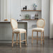 Solid Wood Bar stools Set of 2, Classic French Country Wooden Barstools with Upholstered Seating - DTYStore