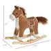 Rocking Horse Plush Animal on Wooden Rockers, Baby Rocking Chair with Sounds, Moving Mouth, Wagging Tail, Brown - DTYStore