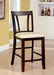 Contemporary Set of 2 Counter Height Chairs Dark Cherry And Ivory Solid wood Chair Padded Leatherette Upholstered Seat Kitchen Dining Room Furniture - DTYStore