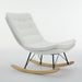 Lazy Rocking Chair,Comfortable Lounge Chair with Wide Backrest and Seat Wood Base, Upholstered Armless Rocker Chair for Living room, Balcony,Bedroom and Patio Porch. (WHITE) - DTYStore