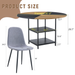 Table and chair set.A 47.3-inch diameter modern spliced color circular dining table - double-layer storage.Paired With 4 Light Gray Linen-Cotton Material High Resilience Dining Chair with Metal Leg. - DTYStore
