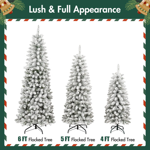 3 Pcs Flocked Artificial Christmas Tree Set with Lights, 4ft 5ft 6ft Christmas Snow Tree Set, Christmas Decor - Image 5