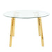 Modern minimalist 47.2 " round glass dining table with clear glass countertop and gold-plated metal legs, suitable for kitchen, dining room and living room (set of 1)