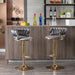 Set of 2 Bar Stools,with Chrome Footrest and Base Swivel Height Adjustable Mechanical Lifting Velvet + Golden Leg Simple Bar Stool-Gray - DTYStore