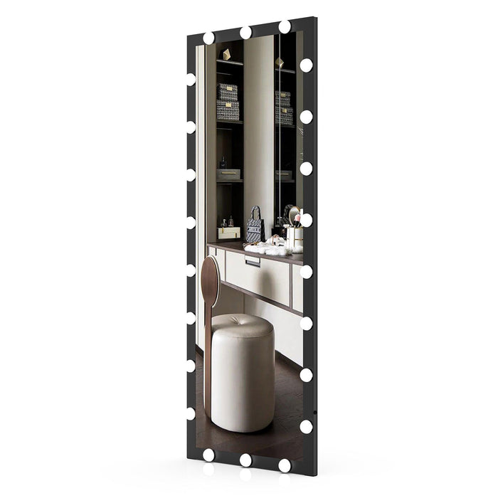 Hollywood Full Length Mirror with Lights Full Body Vanity Mirror with 3 Color Modes Lighted Standing Floor Mirror for Dressing Room Bedroom Wall Mounted Touch Control Black 63x24inch - DTYStore
