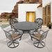 5-Piece All-Weather Cast Aluminum Dining Set, Include 4 Swivel Chairs and 47.24' Round Table With Black Frame - DTYStore